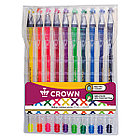 Набор гелевых ручек Crown "Hi-Jell Color" 10шт., 10цв., 0,5мм, ПВХ уп., европодвес, фото 6