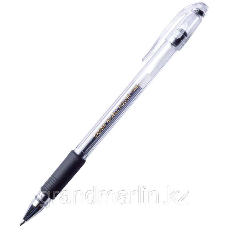 Ручка гелевая Crown "Hi-Jell Grip" 0,5мм, с резиновым упором для пальцев, черная - фото 1 - id-p107465060