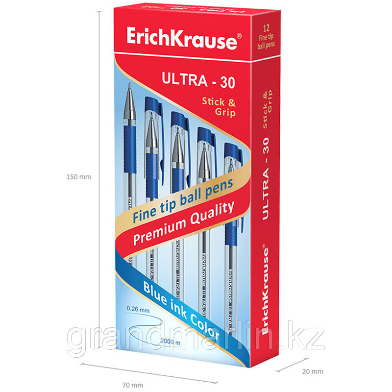 Ручка шариковая ErichKrause® ULTRA-30, цвет чернил синий (в коробке по 12шт.) - фото 5 - id-p107465270