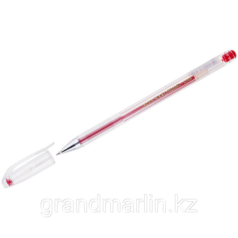 Ручка гелевая Crown "Hi-Jell" красная 0,5мм, штрих-код - фото 1 - id-p107465063