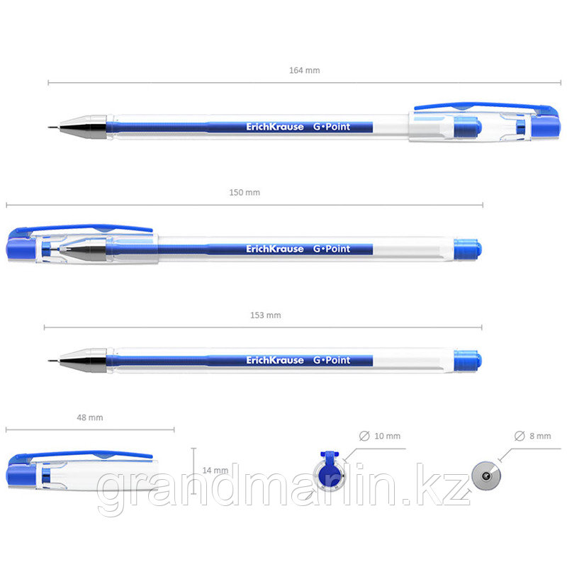 Ручка гелевая ErichKrause G-Point Stick Classic 0.38, цвет чернил синий (в коробке по 12 шт.) - фото 3 - id-p107464643