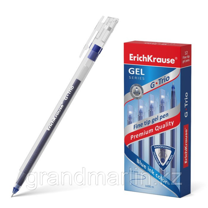 Ручка гелевая ErichKrause G-Trio Stick Classic 0.5, цвет чернил синий (в коробке по 12 шт.) - фото 1 - id-p107464644