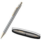 Ручка шариковая Berlingo Silver Premium синяя, 0,7мм, корпус хром/золото, кнопочн., пласт. футляр, фото 3