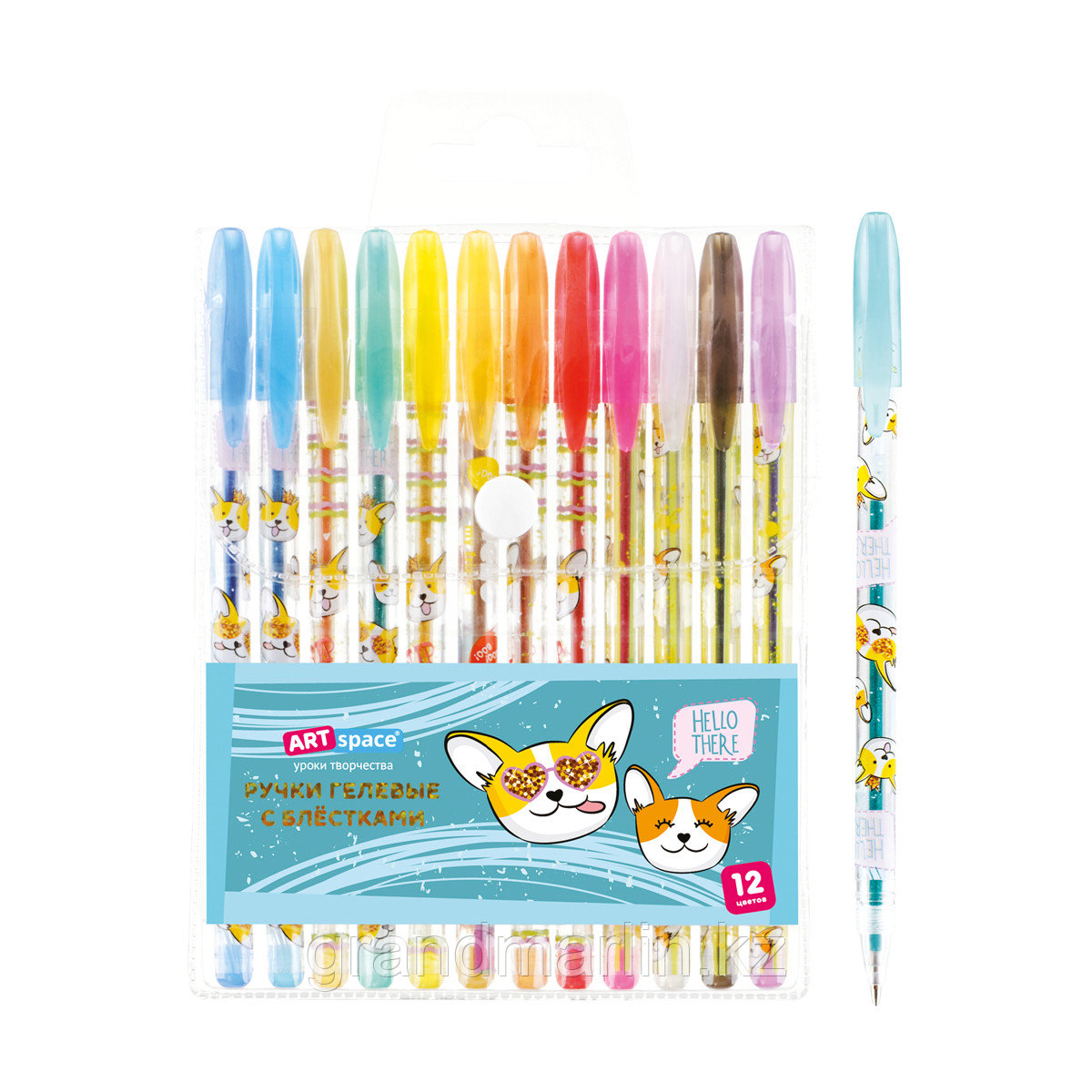 Набор гелевых ручек ArtSpace "Милые зверушки" 12цв., 1,0мм, с блестками, ПВХ чехол, фото 1