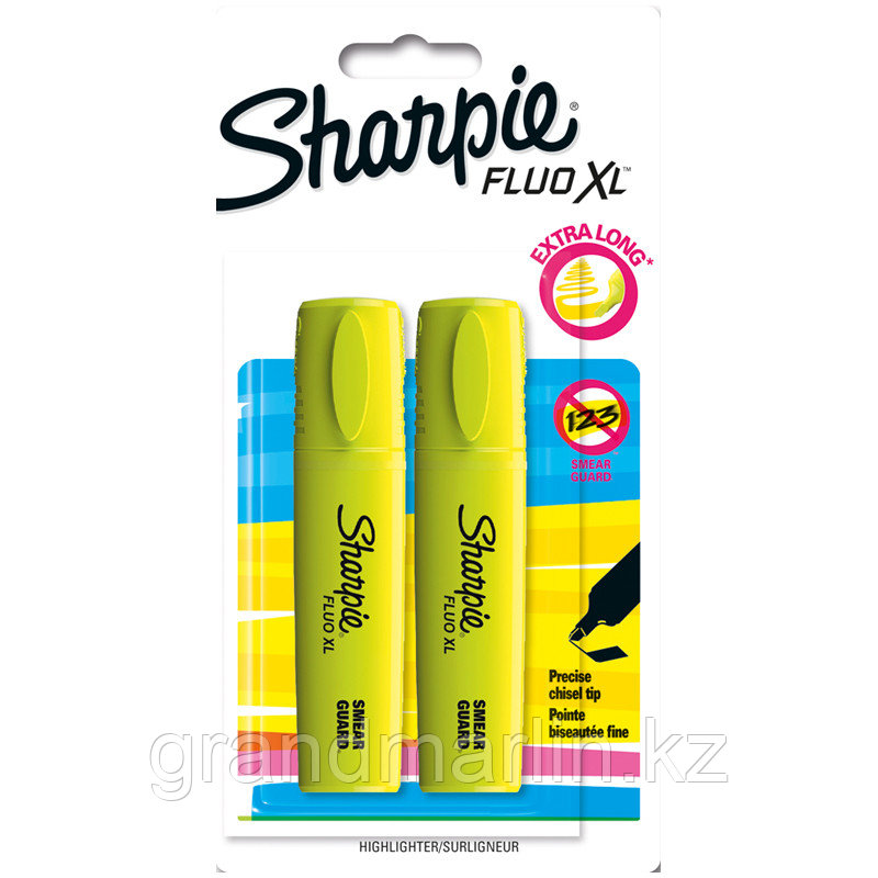 Набор текстовыделителей Sharpie "Fluo XL" 2шт., желтые, скошенные, 0,75-5мм, блистер - фото 1 - id-p107465017