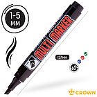 Маркер перманентный Crown "Multi Marker Chisel" черный, скошенный, 5мм, фото 2