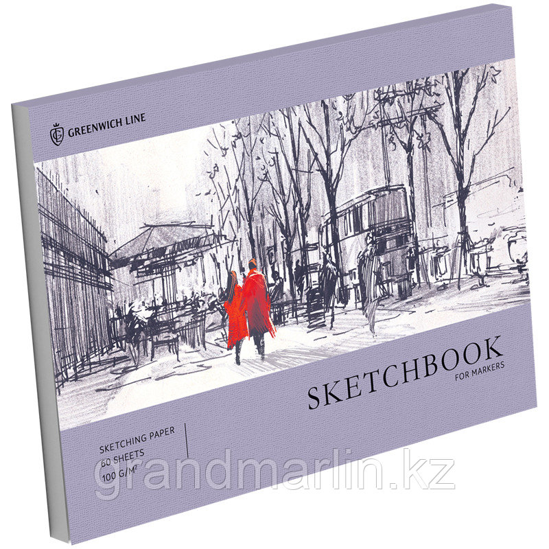 Скетчбук для маркеров 60л., А5 Greenwich Line "City walk", на склейке, 100г/м2 - фото 1 - id-p107466801
