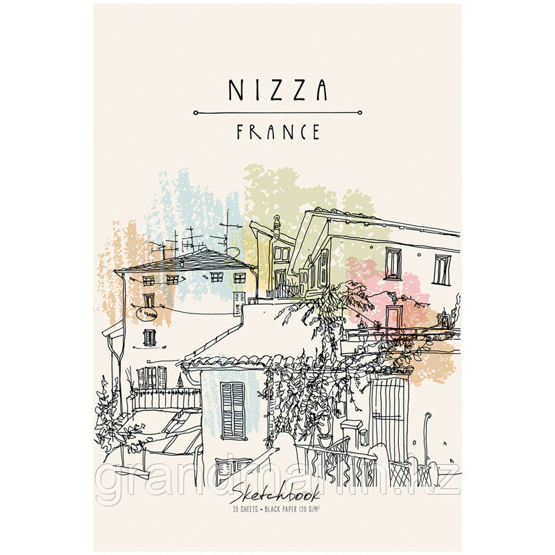 Скетчбук 30л. А4 на гребне ПЗБМ "Ницца", 120 г/м2, матовая ламинация, выборочный УФ-лак