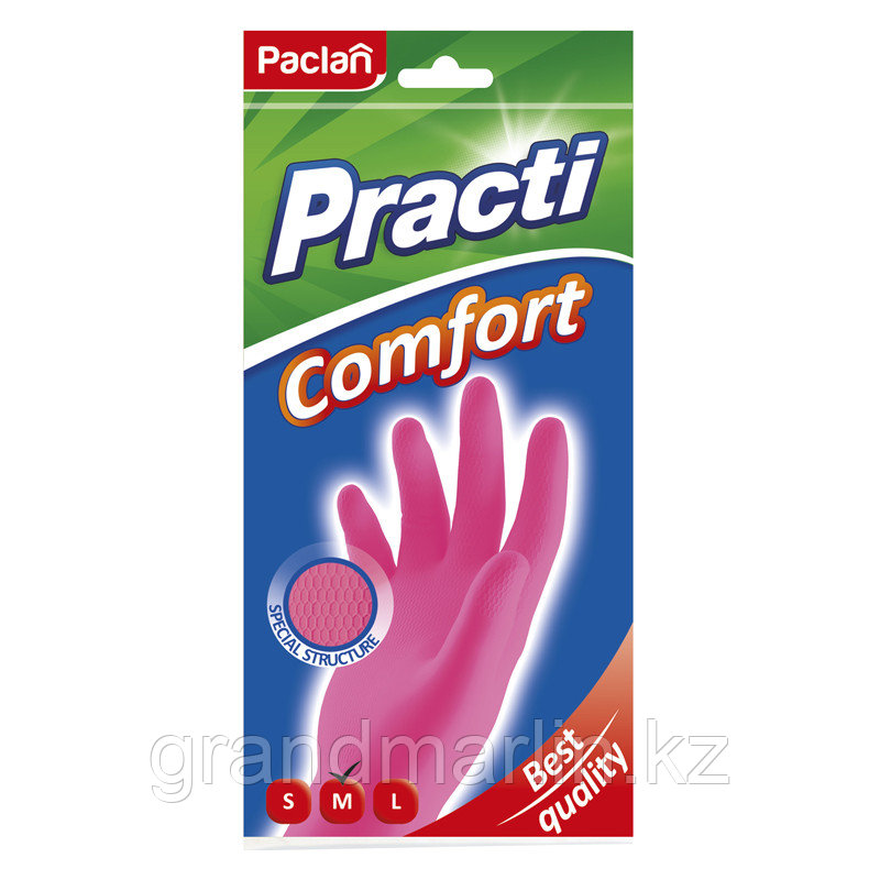 Перчатки резиновые Paclan Practi.Comfort, р.М, розовые
