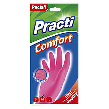 Перчатки резиновые Paclan Practi.Comfort, р.М, розовые