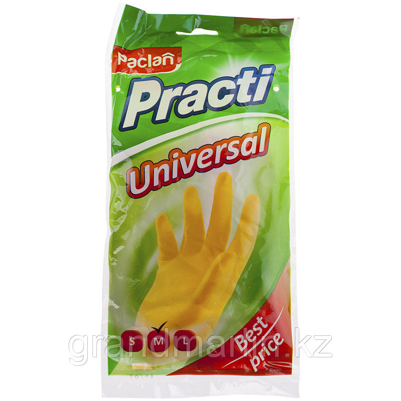 Перчатки резиновые Paclan Practi.Universal, р.M, желтые - фото 2 - id-p107467080