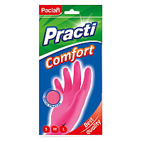 Перчатки резиновые Paclan Practi.Comfort, р.L, розовые