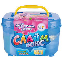 Набор для создания слайма Genio Kids "Создай слайм. СлаймБокс большой", 41 элемент, пластиковая коро