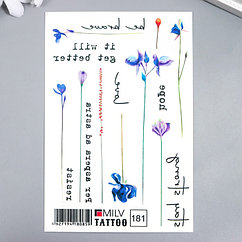 SТатуировка на тело "Синие цветы" 10х15 см 7904381