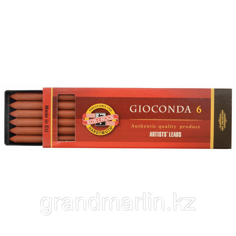 Сангина Koh-I-Noor "Gioconda", коричневая красная, стержень, 5,6мм, 6шт., пластик короб - фото 1 - id-p107467229