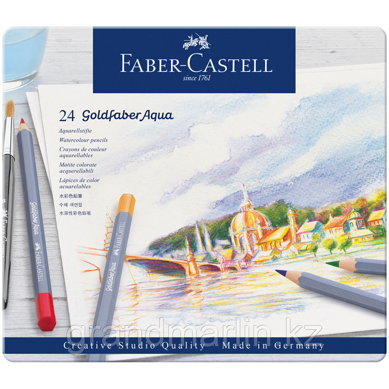 Карандаши акварельные художественные Faber-Castell "Goldfaber Aqua", 24цв., метал. коробка - фото 1 - id-p107467159