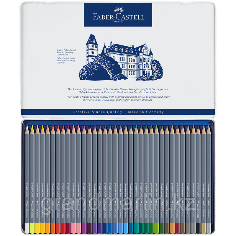 Карандаши акварельные художественные Faber-Castell "Goldfaber Aqua", 36цв., метал. коробка - фото 3 - id-p107467160