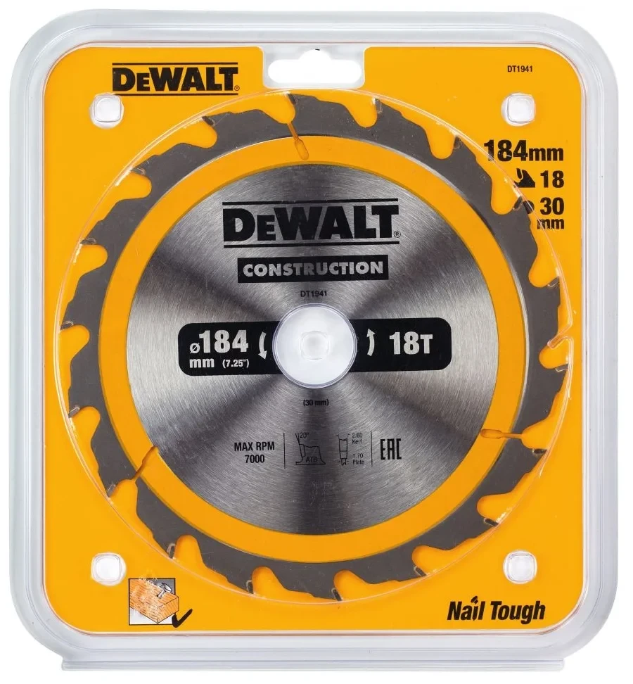 Пильный диск DeWALT CONSTRUCT (184х30 мм; 1.8 18 ATB) DT1941 - фото 3 - id-p106210786