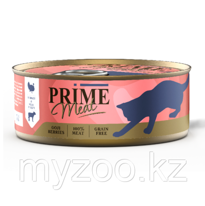 Prime Meat консервы для кошек индейка с телятиной филе в желе,100гр