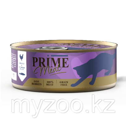 Prime Meat консервы для кошек курица со скумбрией филе в желе,100гр