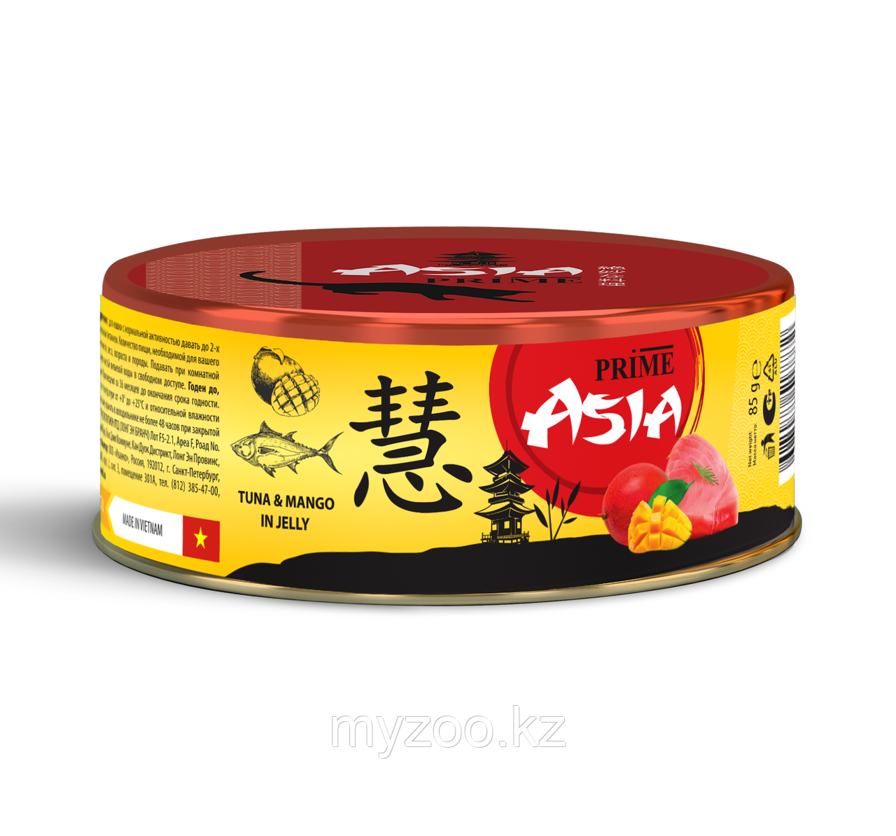 Prime Asia консервы для кошек тунец с манго в желе, 85гр