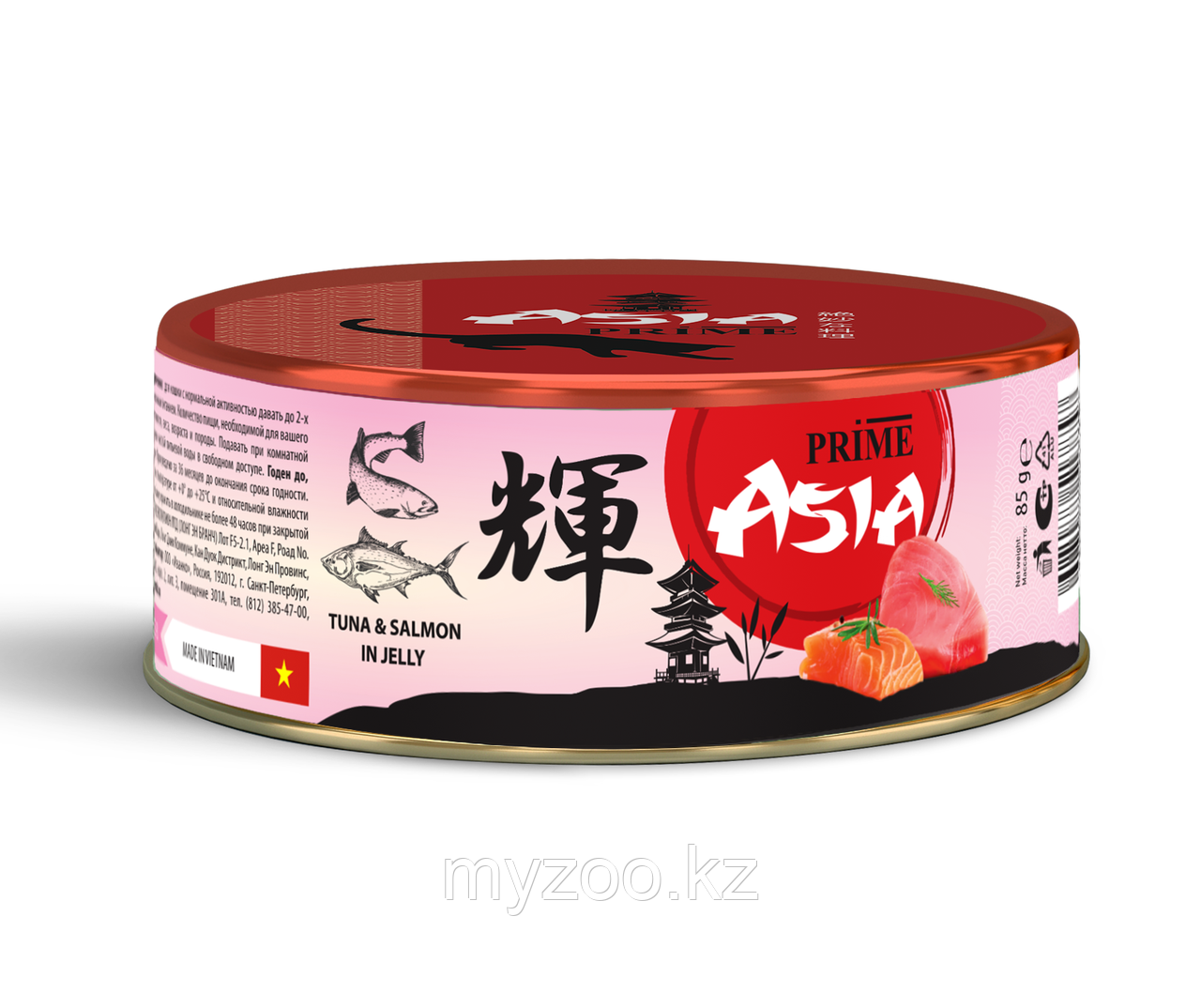 Prime Asia консервы для кошек тунец с лососем в желе, 85гр