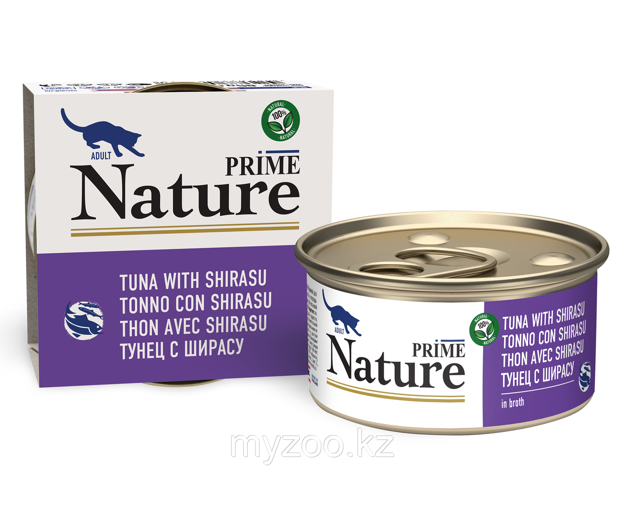 Prime Nature консервы для кошек тунец с ширасу в бульоне, 85гр
