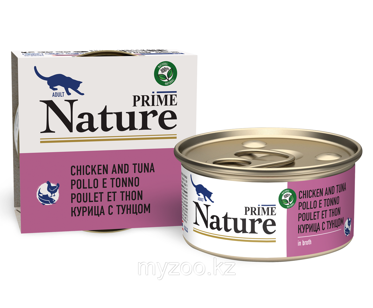 Prime Nature консервы для кошек курица с тунцом в бульоне, 85гр