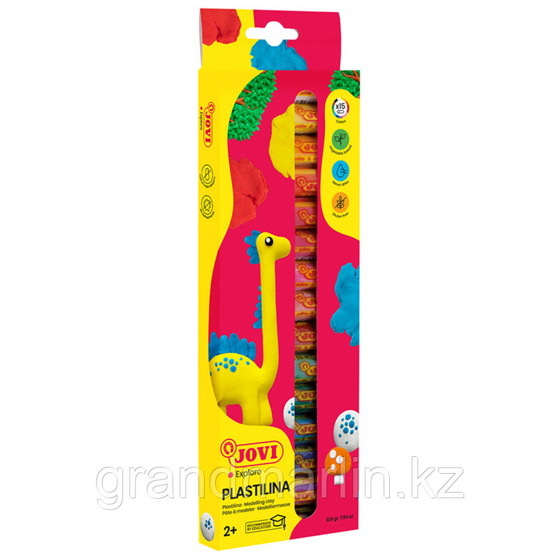 Пластилин JOVI, 15 цветов, 225г, растительный, картон, европодвес, фото 1