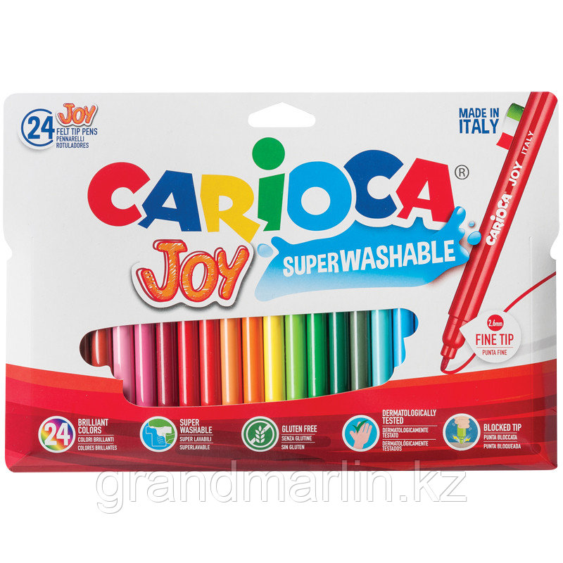 Фломастеры Carioca "Joy", 24цв., смываемые, картон, европодвес - фото 1 - id-p105277135