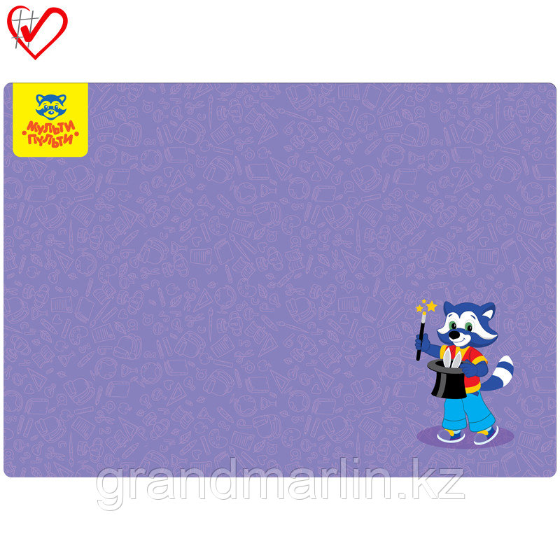 Клеенка для уроков труда Мульти-Пульти "Приключения Енота", однотонная с рисунком, 50*70см, ПВХ, фото 1