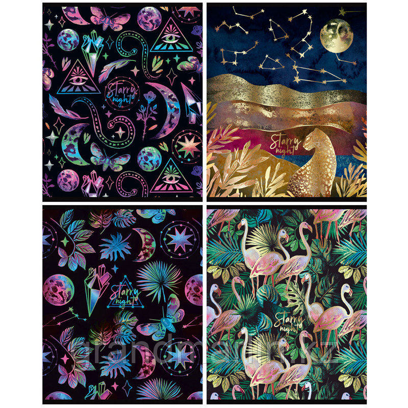 Тетрадь 48л., А5, линия BG "Звездная ночь", тиснение голографической фольгой, фото 1
