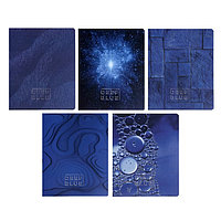 Тетрадь 48 листов в клетку "Глубокий синий", обложка мелованный картон, матовая ламинация, тиснение