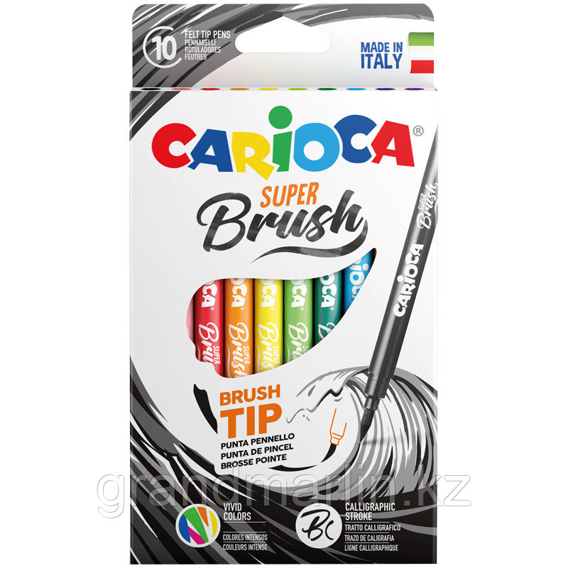 Фломастеры с кистевым пишущим узлом Carioca "Super Brush", 10цв., смываемые, картон, европодвес - фото 1 - id-p107475618