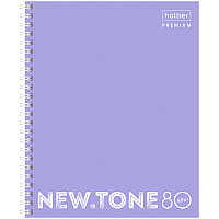 Тетрадь 80л., А5, клетка на гребне Hatber "NEWtone Neon. Лаванда", пластиковая обложка, перфорация,