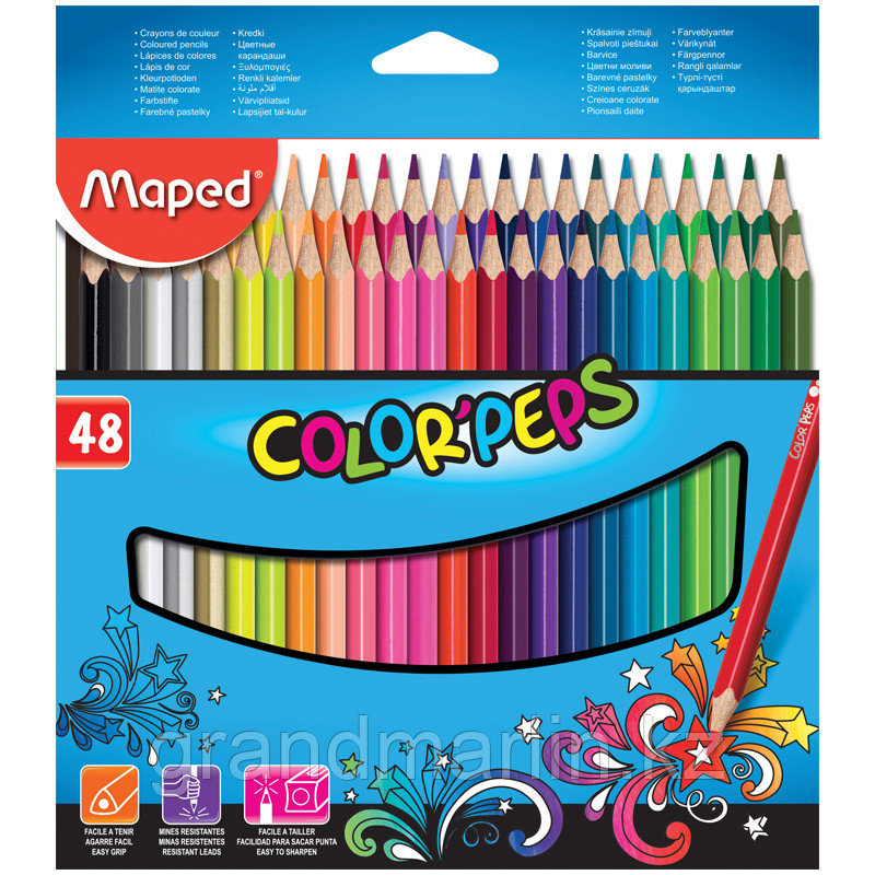 Карандаши цветные Maped "ColorPeps Star", 48цв., заточен., картон, европодвес - фото 1 - id-p107474743