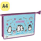 Папка для тетрадей 1 отделение, А4, ArtSpace "Penguins", ламинированный картон, фольга, на молнии, фото 2