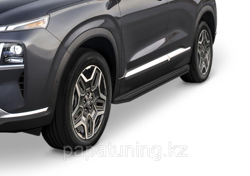 Пороги подножки Hyundai Santa Fe 2021- Premium-Black