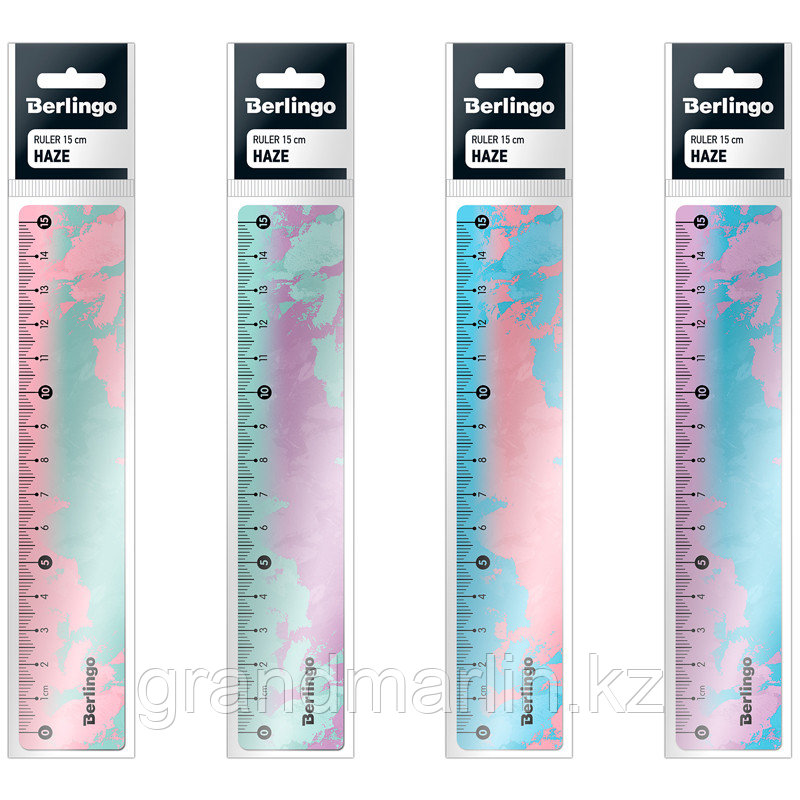 Линейка 15см Berlingo "Haze", пластиковая, ассорти, европодвес, фото 1