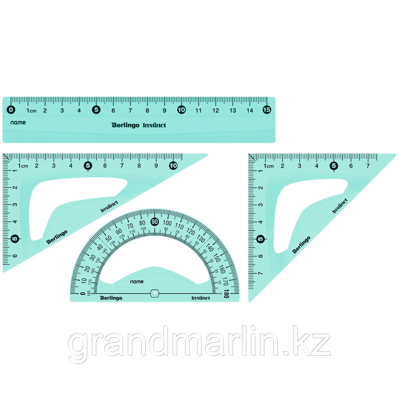 Набор чертежный малый Berlingo "Instinct" (треуг. 2шт, линейка 15см, транспортир), ассорти - фото 4 - id-p107475043