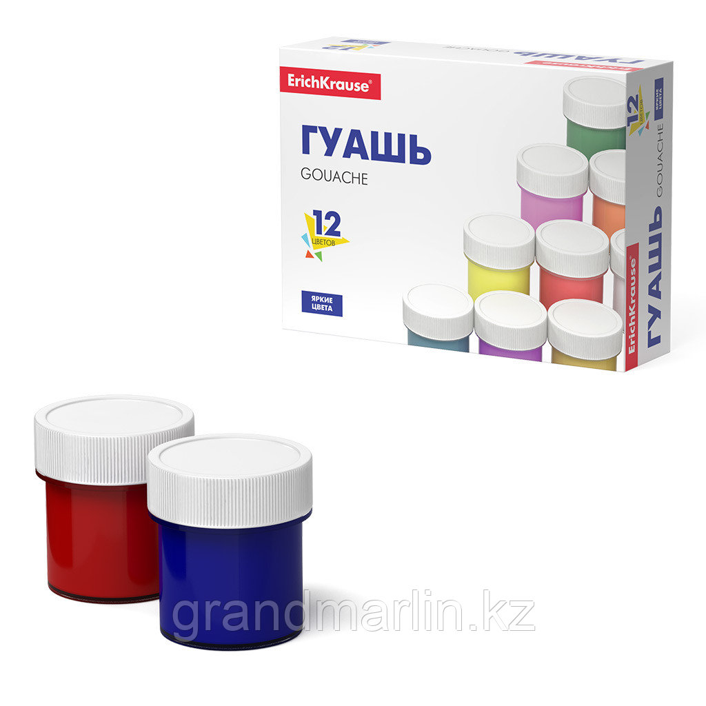 Гуашь ErichKrause® Basic 12 цветов по 17мл, фото 1