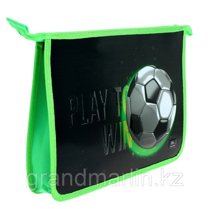 SПапка для тетрадей А4, 230 х 325 х 50 мм, молния сверху, Calligrata "Мяч", объёмный 3D-рисунок с эф, фото 1