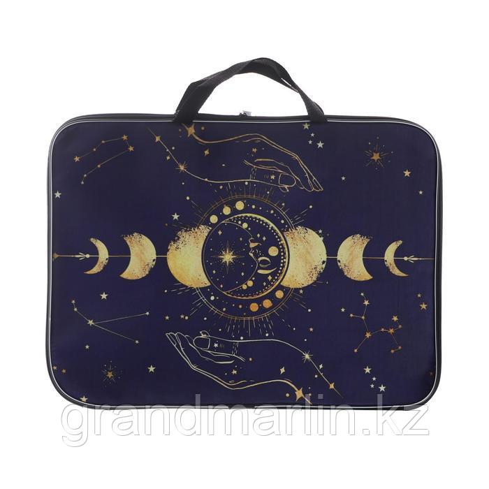 SПапка для чертежей и рисунков А3, 470 х 350 х 20 мм, с ручками, текстильная, Calligrata "Космос", фото 1