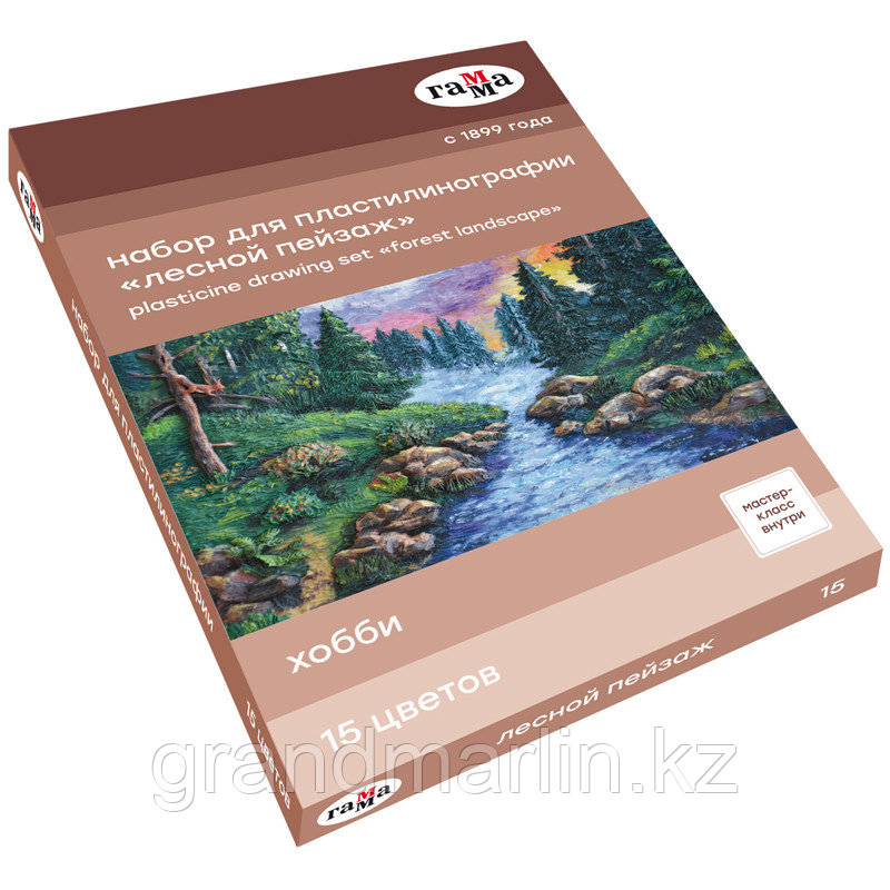 Набор для пластилинографии Гамма "Хобби. Лесной пейзаж", 15 цветов, 390г, мастер-класс, стек, картон - фото 1 - id-p107474984