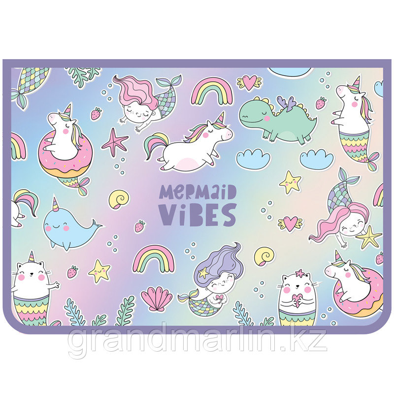 Папка для труда 2 отделения, А4, ArtSpace "Mermaid Vibes", пластик, на молнии, фото 1