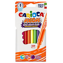 Фломастеры неоновые Carioca "Neon", 08цв., смываемые, картон, европодвес