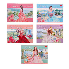 SАльбом для рисования А4, 40 листов, на скрепке, "Грёзы принцесс", обложка мелованный картон, блок 1