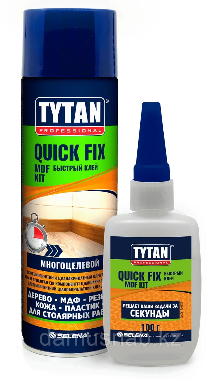 TYTAN Professional клей Quick Fix двухкомпонентный цианакрилатный для МДФ прозрачный 200 мл/50г (TR)