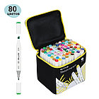 Набор двусторонних маркеров для скетчинга MESHU 80цв., основные цвета, корпус трехгранный, пулевид./, фото 7