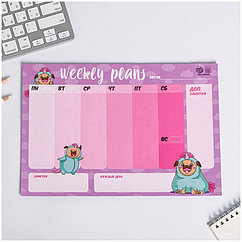 Планинг-расписание на склейке ArtFox "Мопсик", 19,5*28,5см., 30л.